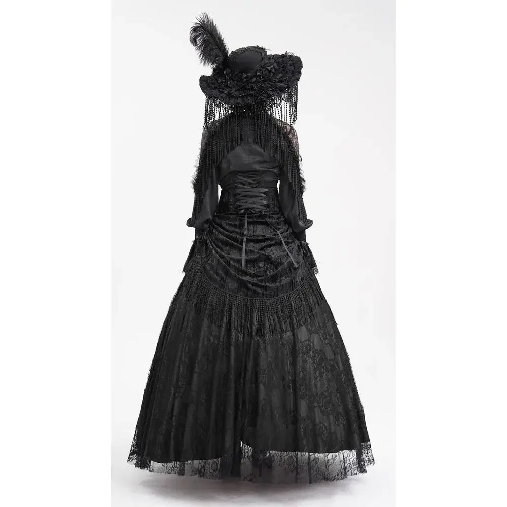 Devil Fashion Gothic Victorian High Waist Rose Velvet Aristocrat Skirt - Picture 17 of 17